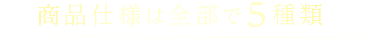 商品仕様は全部で5種類