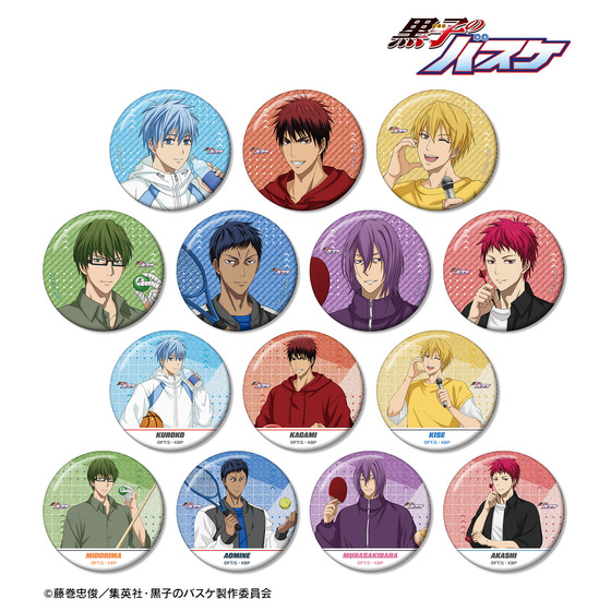 黒子のバスケ 描き下ろし スポーツホリデーver. トレーディンググリッター缶バッジ(全14種・BOX・14種セット)【2026年2月中旬より順次発送】