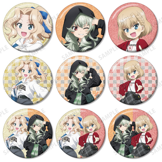 ガールズ＆パンツァー 最終章 描き下ろし デート私服ver. トレーディンググリッター缶バッジ(単位/単品) 【オンラインミニミニホビーショー／2026年4月発送】